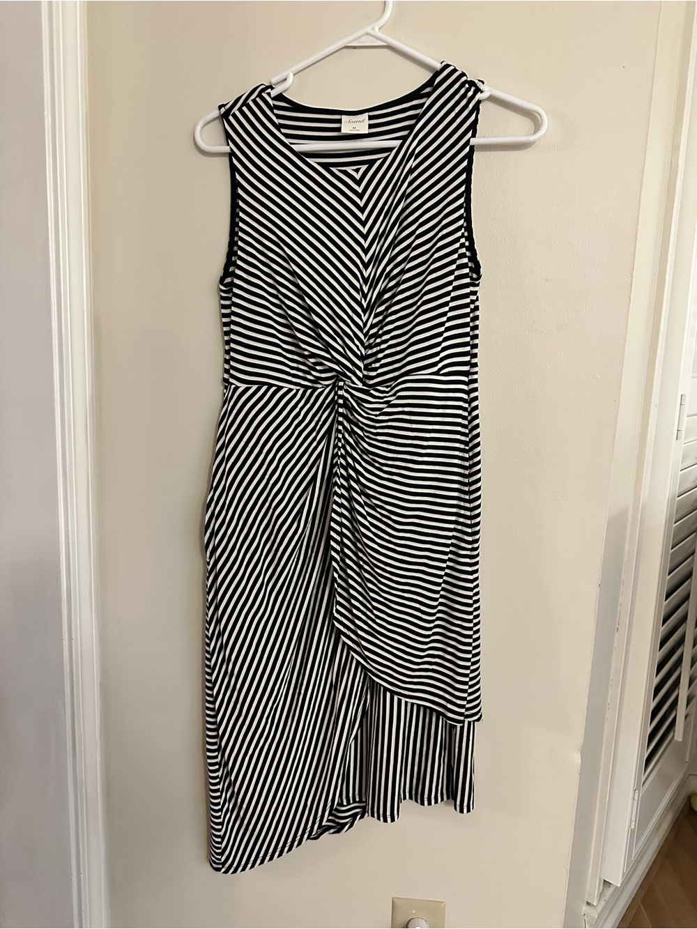 Soma Asymetrical Sleeveless black white striped dress. Very soft!